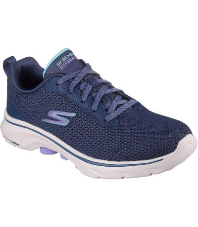 Womens/ladies Go Walk 7 Kaylor Trainers Navy Purple Skechers