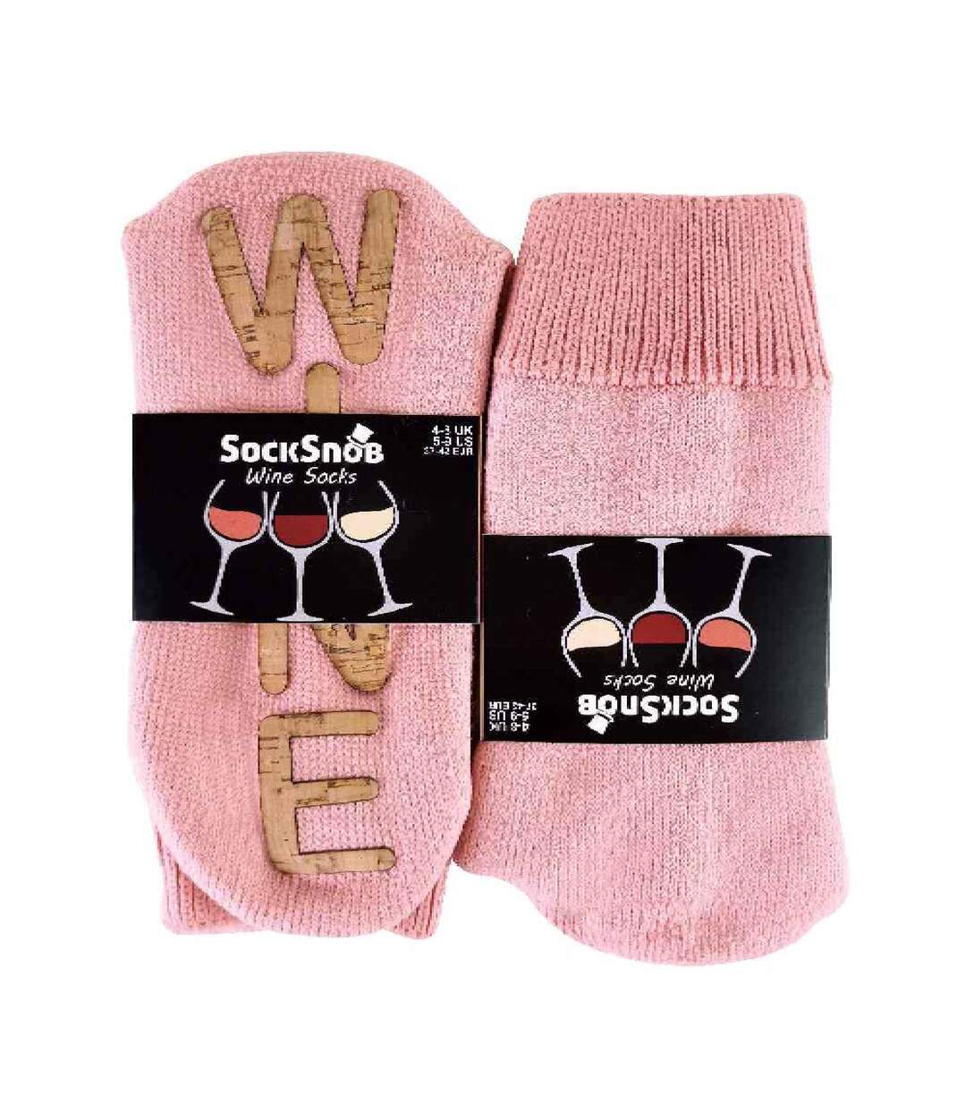 1 Pack Ladies Novelty Wine Slipper Socks with Cork Grips-2