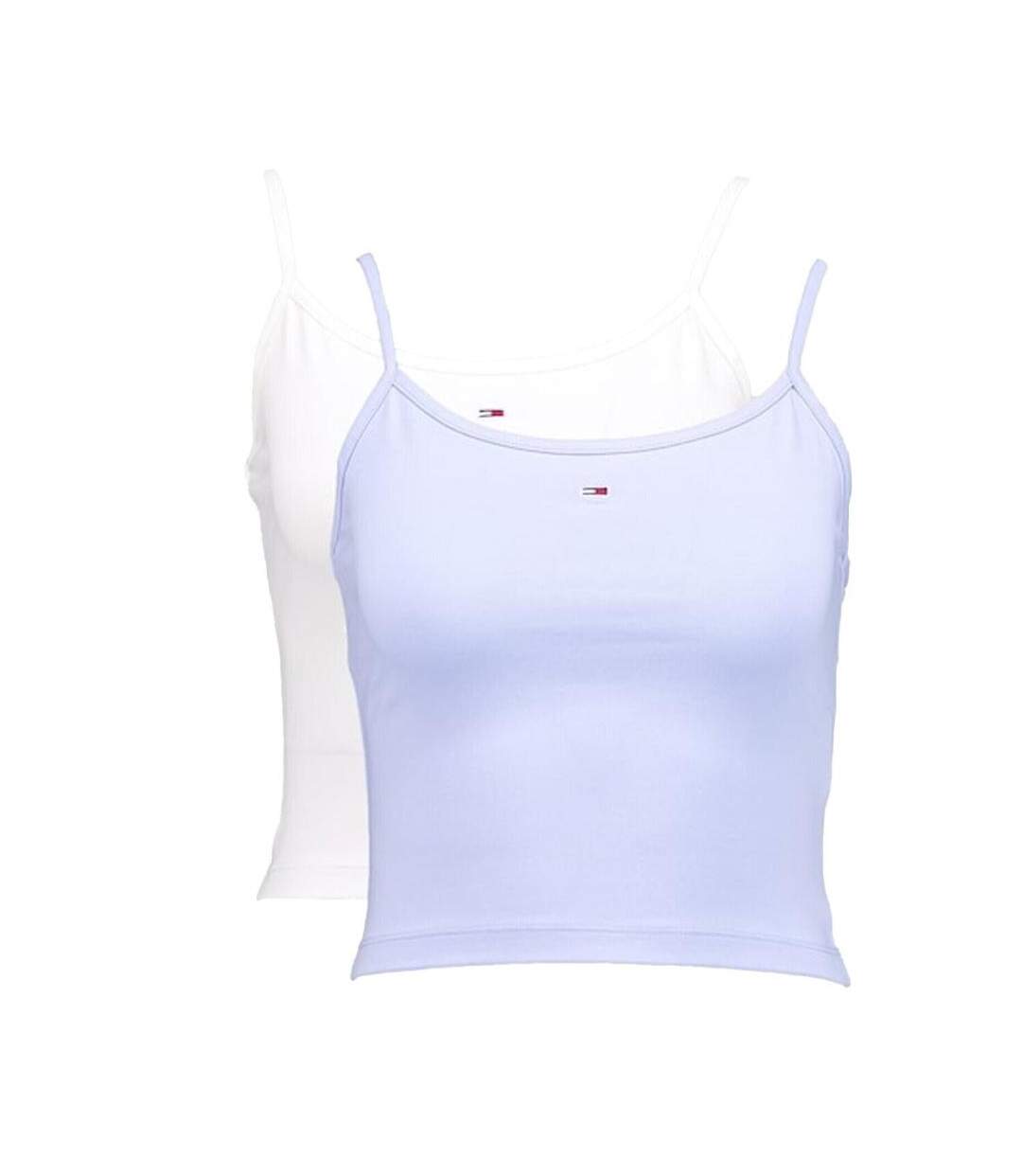 x 2 débardeurs blanc/bleu femme tommy hilfiger essential - l-1