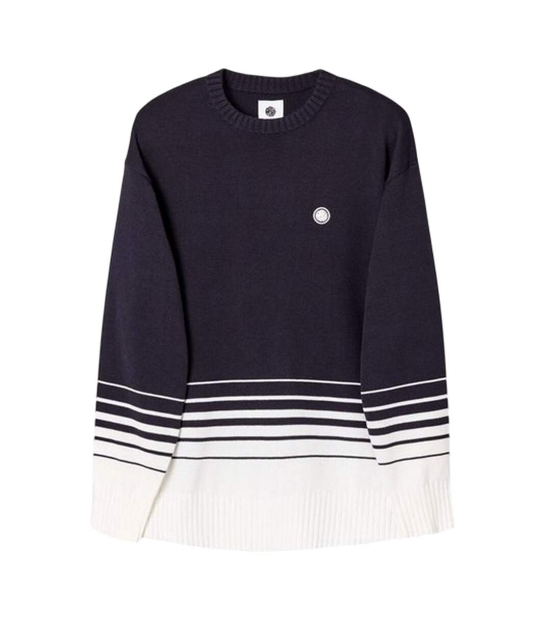 Mens Striped Crew Neck Relaxed Fit Jumper Navy Pretty Green-2