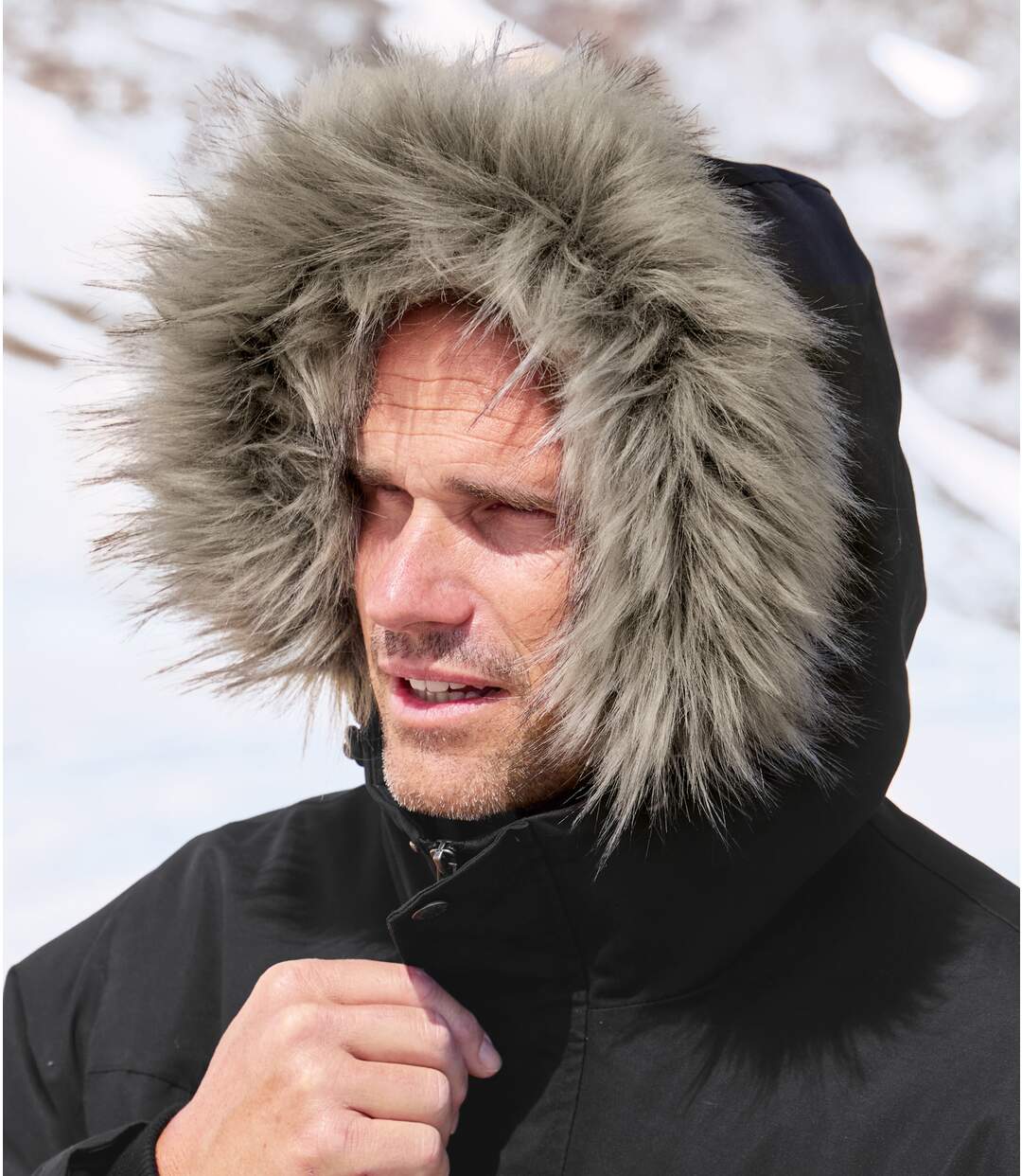 Parka Grand Froid à Capuche Fausse Fourrure 