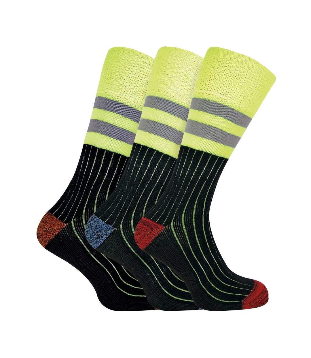 3 Pack Mens Heavy Duty Cotton Hi Viz Work Socks-1