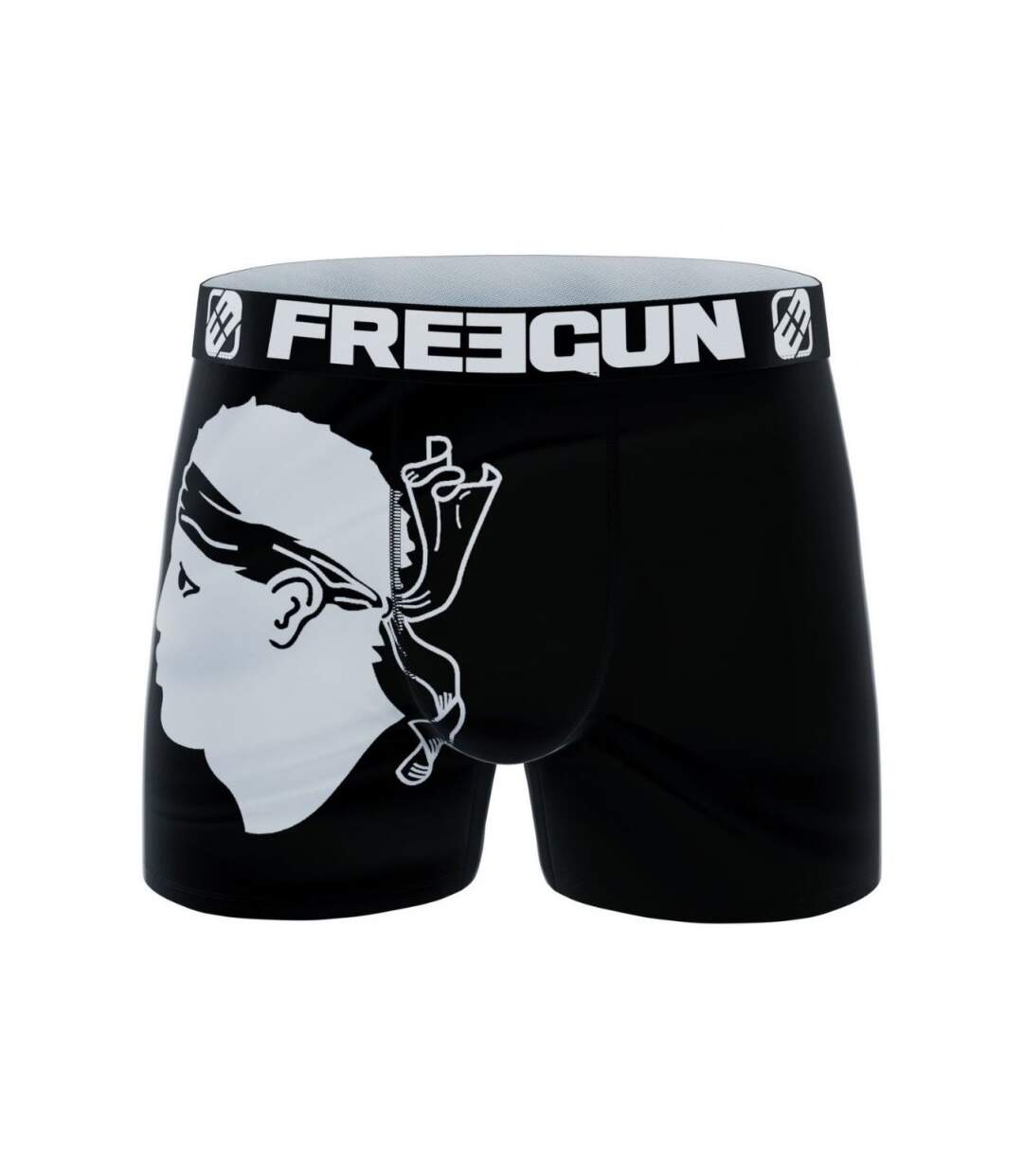 FREEGUN Boxer Homme Microfibre CORA5 Noir Blanc-1