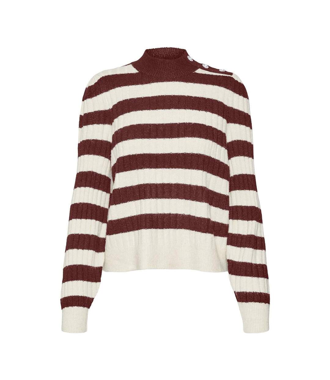 Pull rayures bordeaux/blanc femme vero moda melya-1
