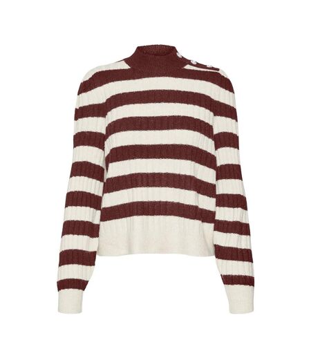 Pull rayures bordeaux/blanc femme vero moda melya