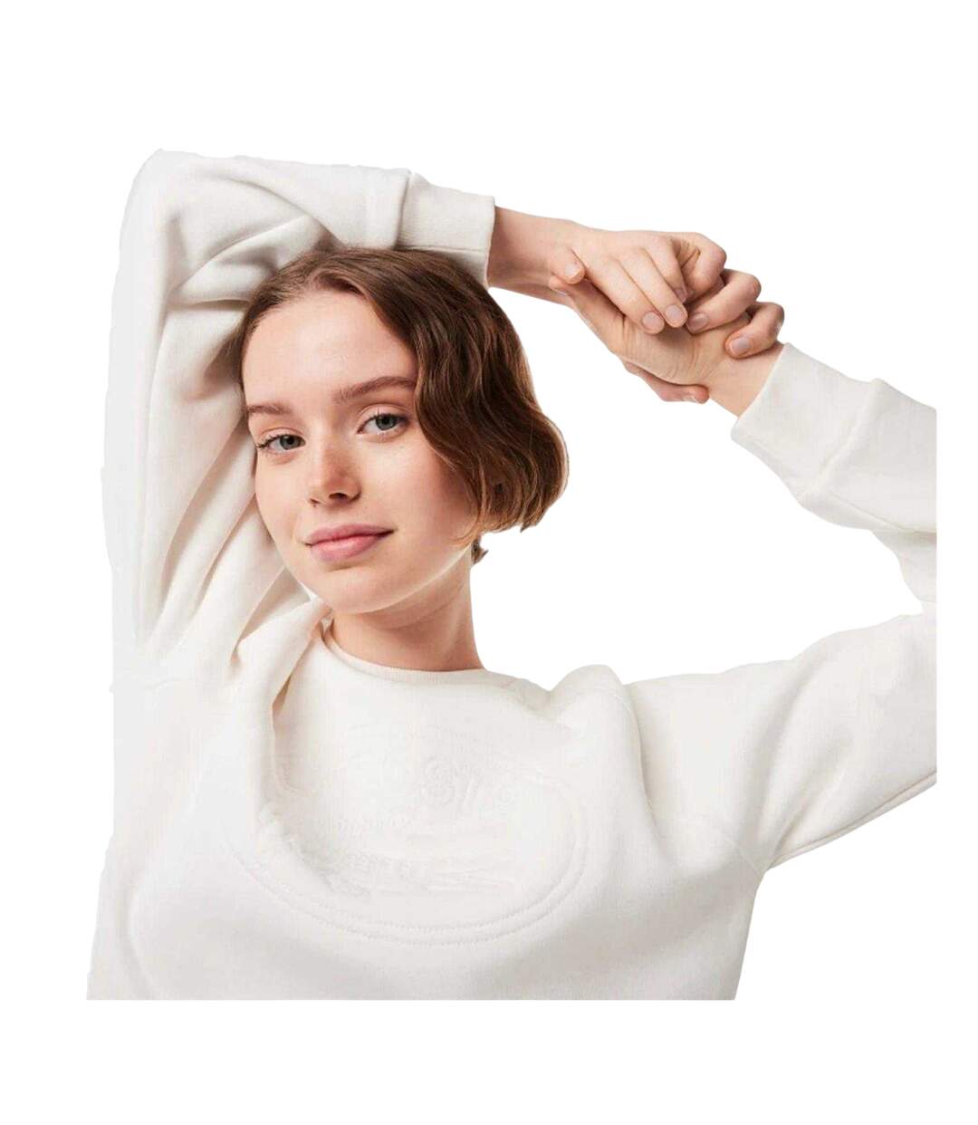 Womens/ladies Embroidered Logo Relaxed Fit Sweatshirt White Lacoste-3