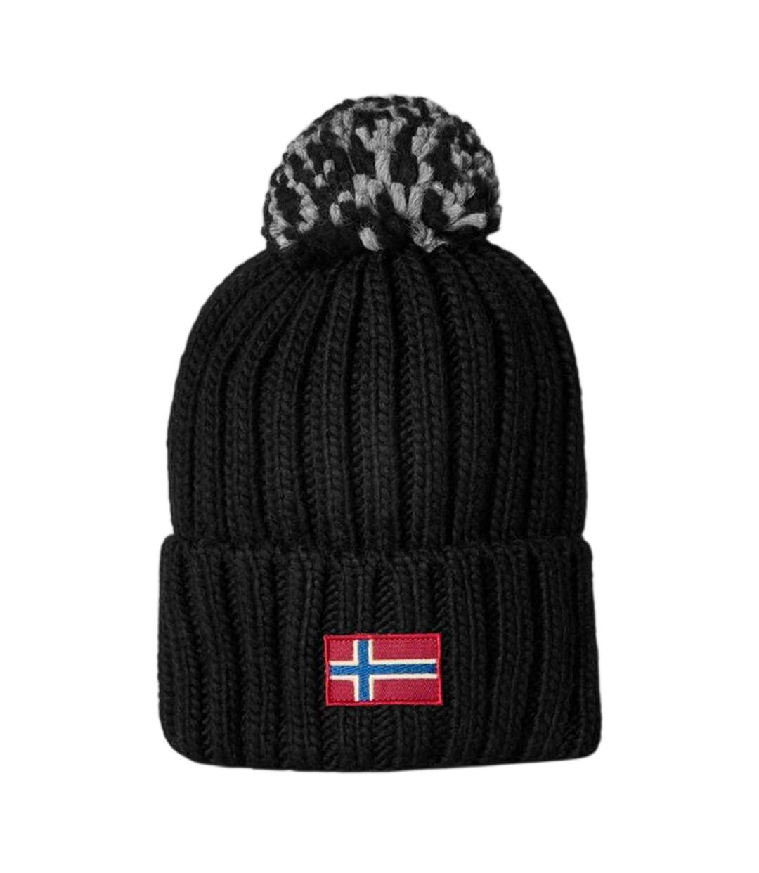 Womens/ladies Semiury Flag Bobble Hat Black Napapijri-1