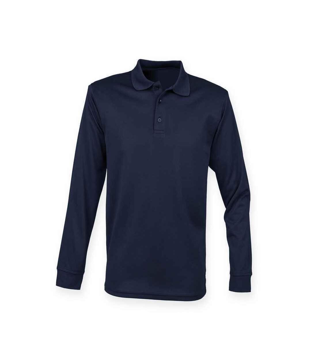 Henbury Polo à manches longues Coolplus Piqu Adultes Unisex (Bleu marine) - UTPC3836