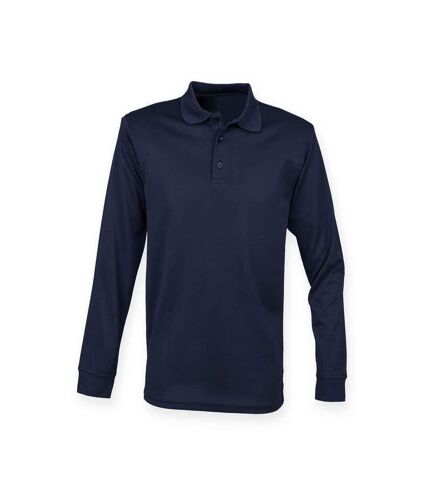 Henbury Adults Unisex Long Sleeve Coolplus Piqu Polo Shirt (Navy) - UTPC3836