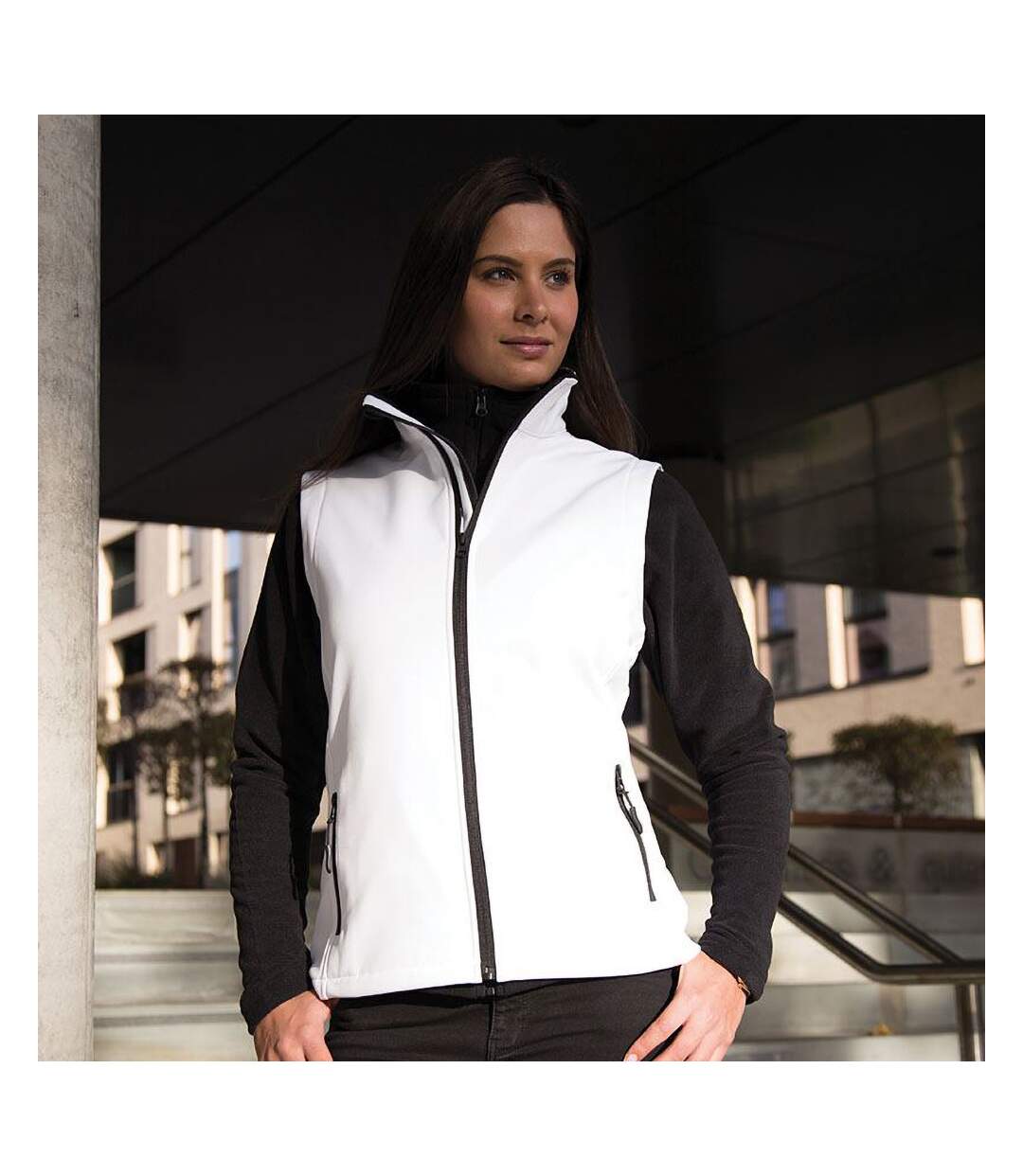 Veste softshell sans manches femme blanc/noir Result-3