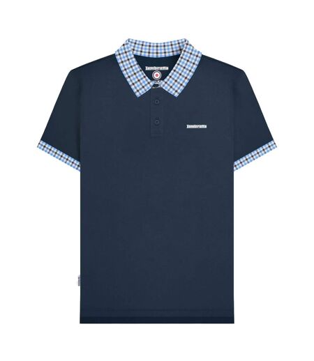 Mens ss25 gingham big & tall polo shirt navy Lambretta