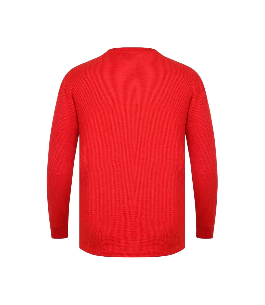Mens Waffle Long-sleeved T-shirt Red Fabric-2