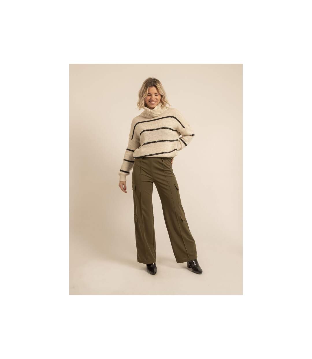 Pull col roulé rayures KAVALIE - Dona X Lisa-4
