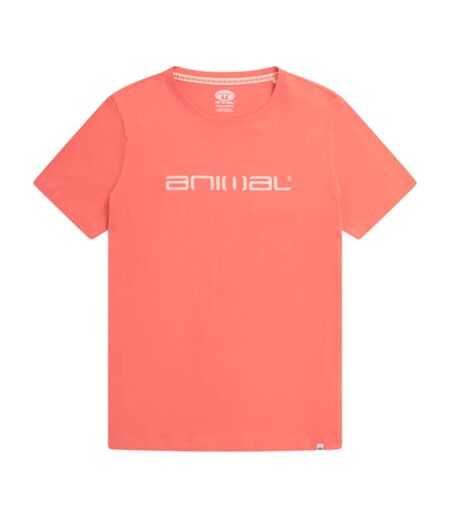 Womens/ladies Leena Organic Cotton Boxy T-shirt Coral Animal