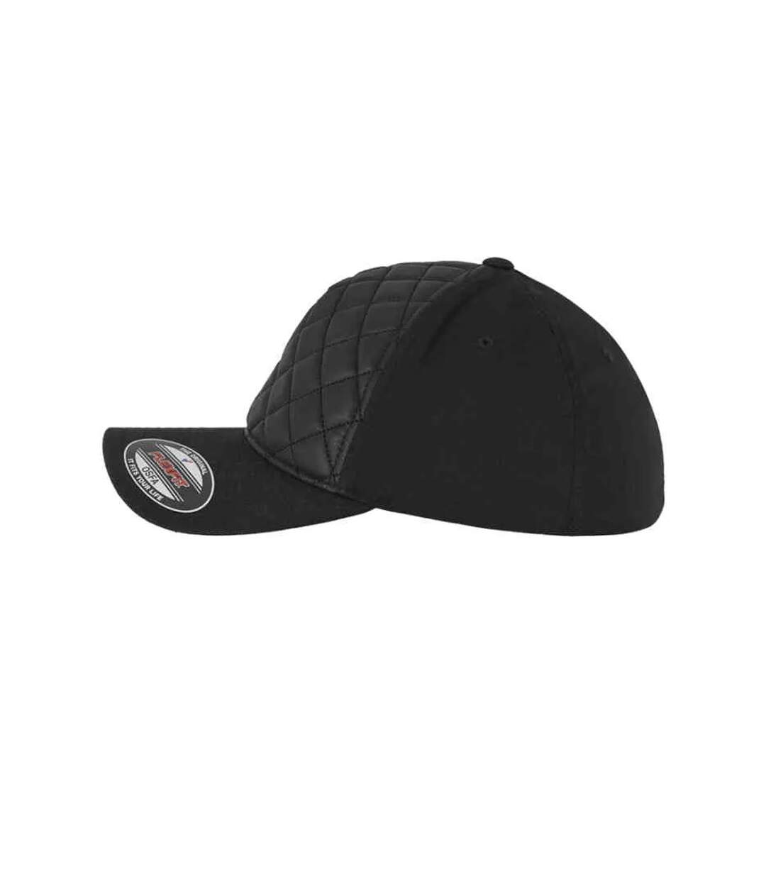 Childrens/kids Diamond Quilt Baseball Cap Black Flexfit-2