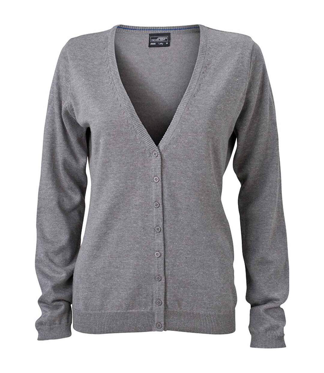 Gilet boutonné cardigan - FEMME - JN660 - gris chiné