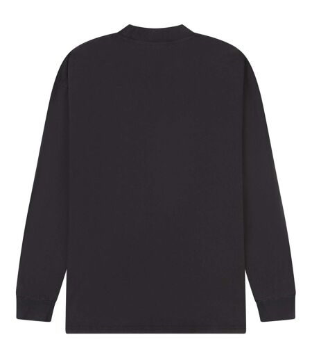 Mens acid wash combed ringspun cotton extended neckline oversized long-sleeved t-shirt acid black Casual Classics