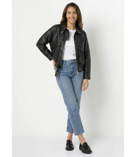 Blouson simili cuir, taille élastiquée