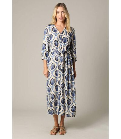 Robe longue en viscose avec incrustation fils lurex, à motifs JADY