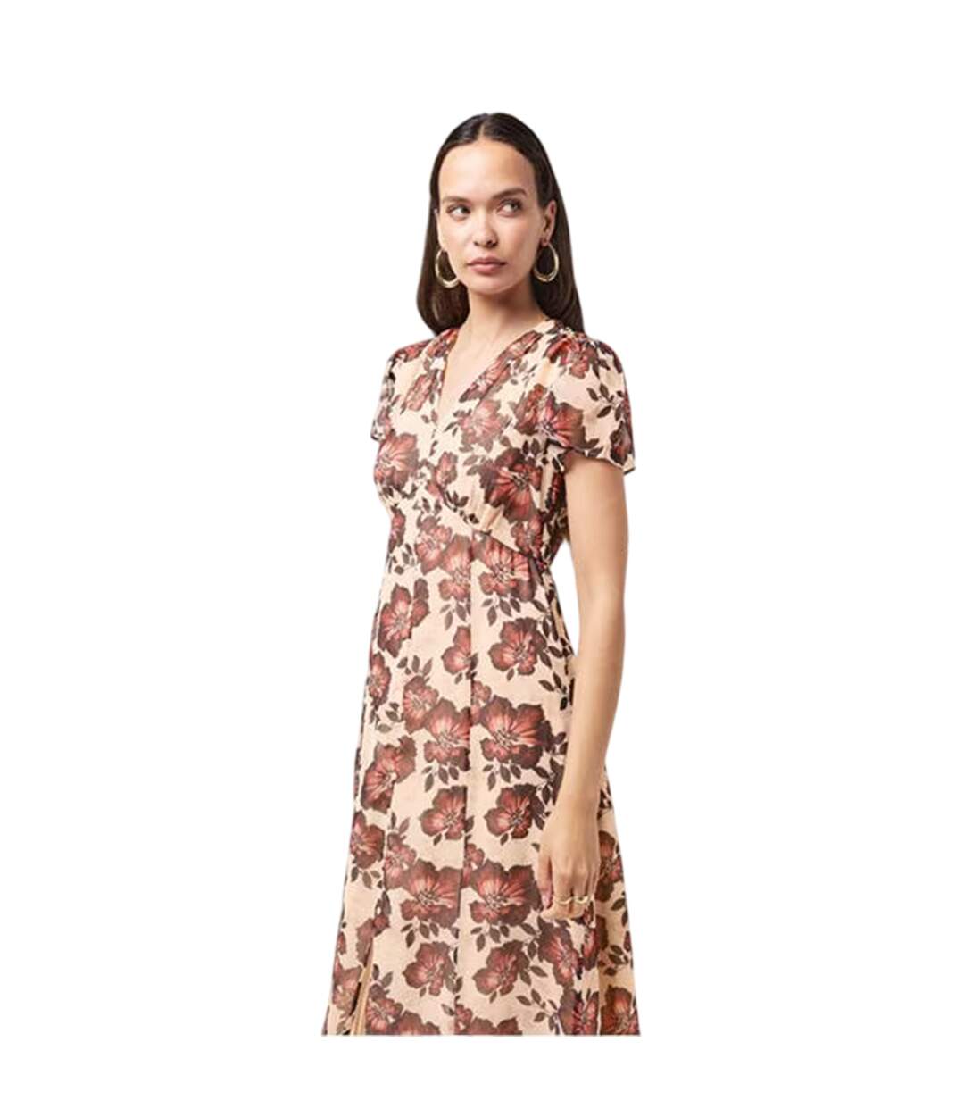 Womens/ladies Elyse V Neck Flutter Midi Dress Multicoloured French Connection-3