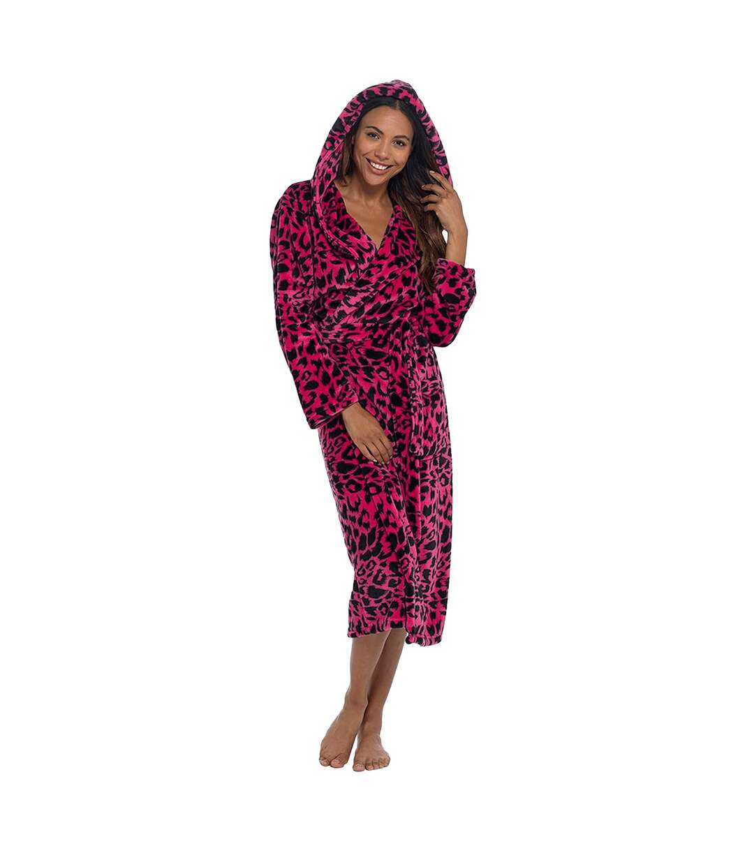 Robe de chambre à capuche femme rose Wolf & Harte