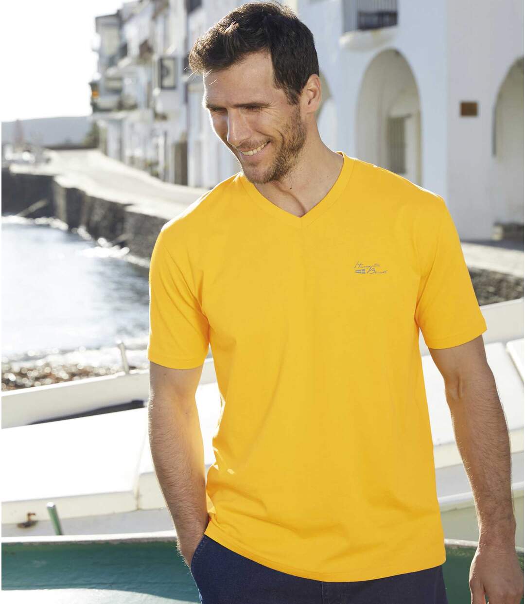 Pack of 4 Men's Summer T-Shirts - White Blue Yellow Navy Atlas For Men