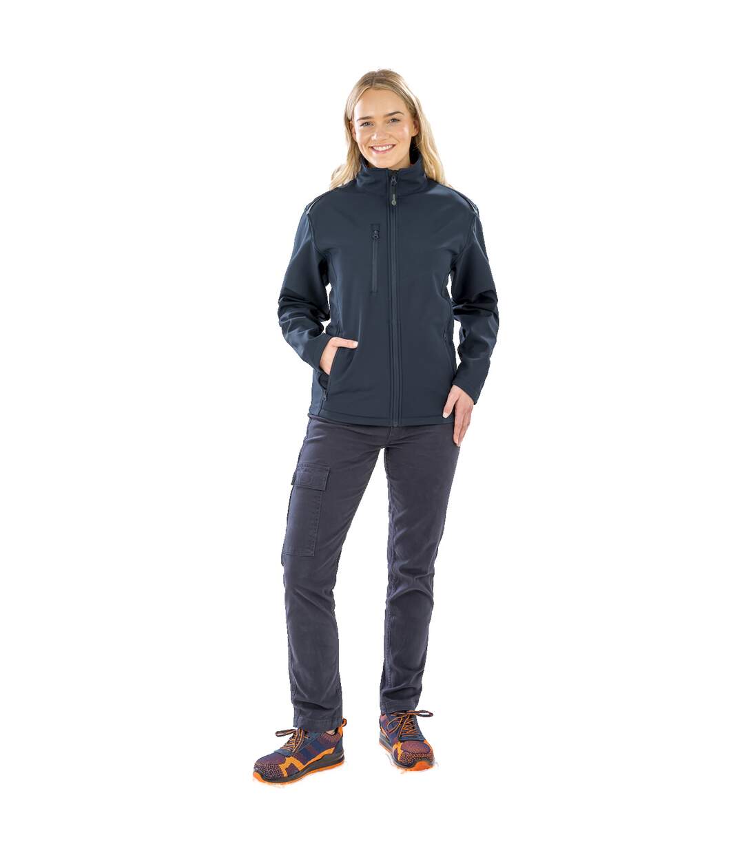 Womens/ladies recycled 3 layer soft shell jacket navy Result Genuine Recycled