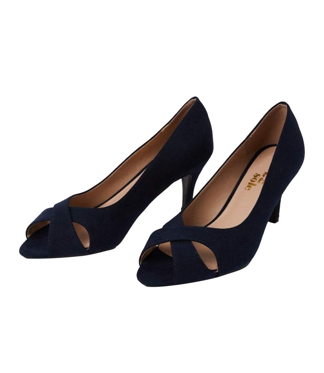 Womens/ladies Honey Peep Toe Wide Sandals Navy Good For The Sole-3
