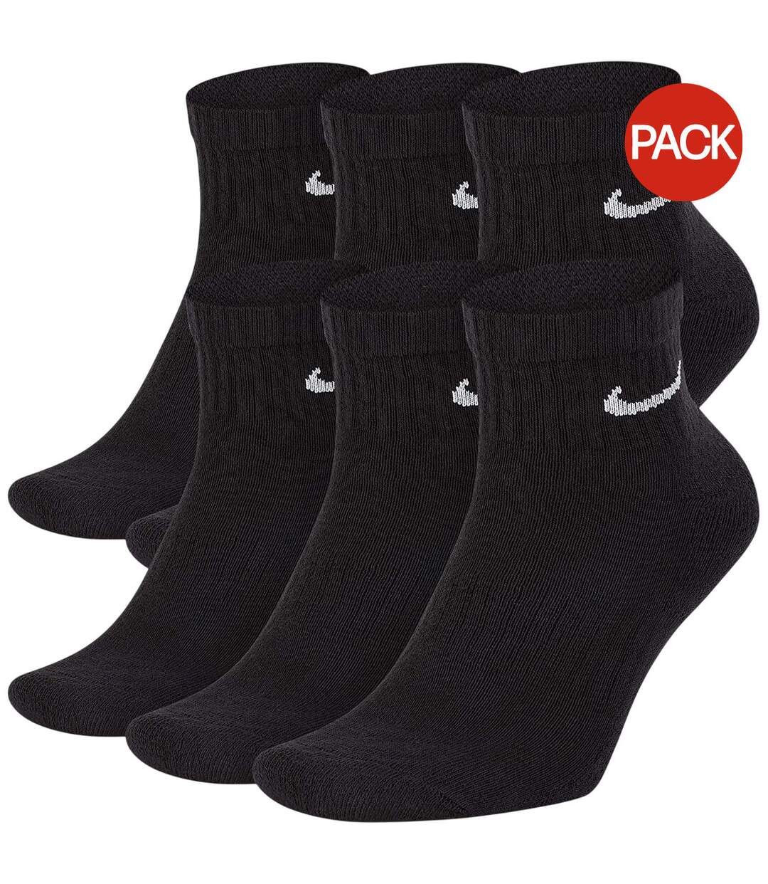 Lot De 6  Socquettes Motif/style Swoosh Homme Noir Blanc Nike-1