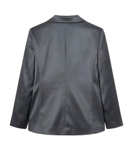 Womens/ladies Satin Double-breasted Blazer Grey I Saw It First
