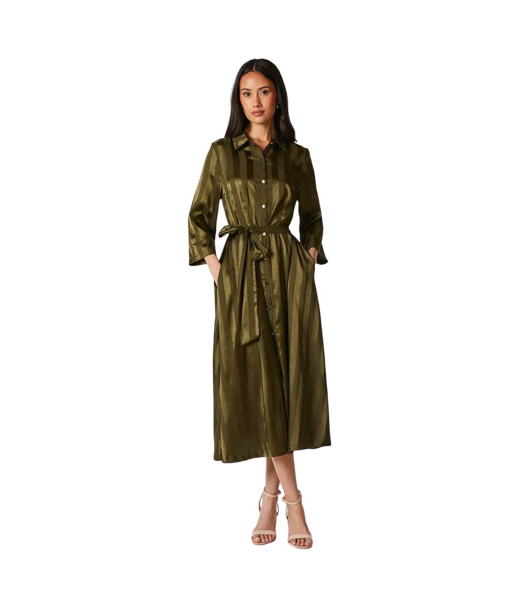 Robe chemisier femme vert kaki Principles-1