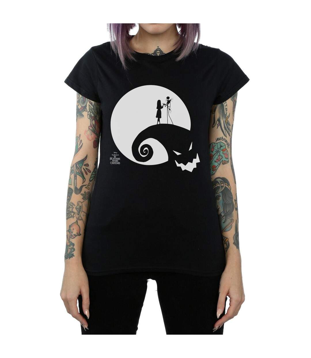 Disney T-shirt en coton Womens/Ladies Nightmare Before Christmas Moon Oogie Boogie (Noir) - UTBI35483-3