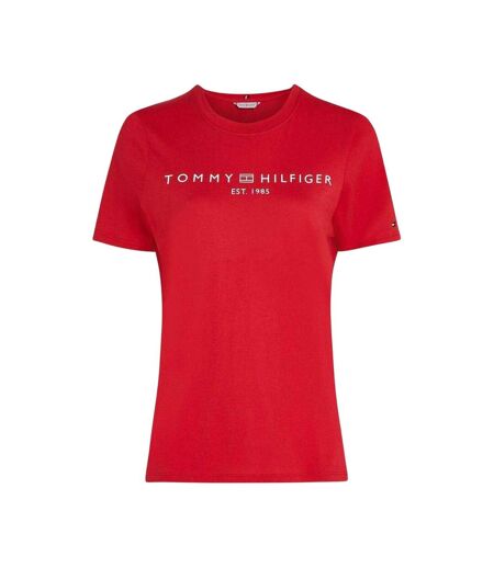 T-shirt Motif/style Logo Rogné Femme Rouge Primaire Tommy Hilfiger
