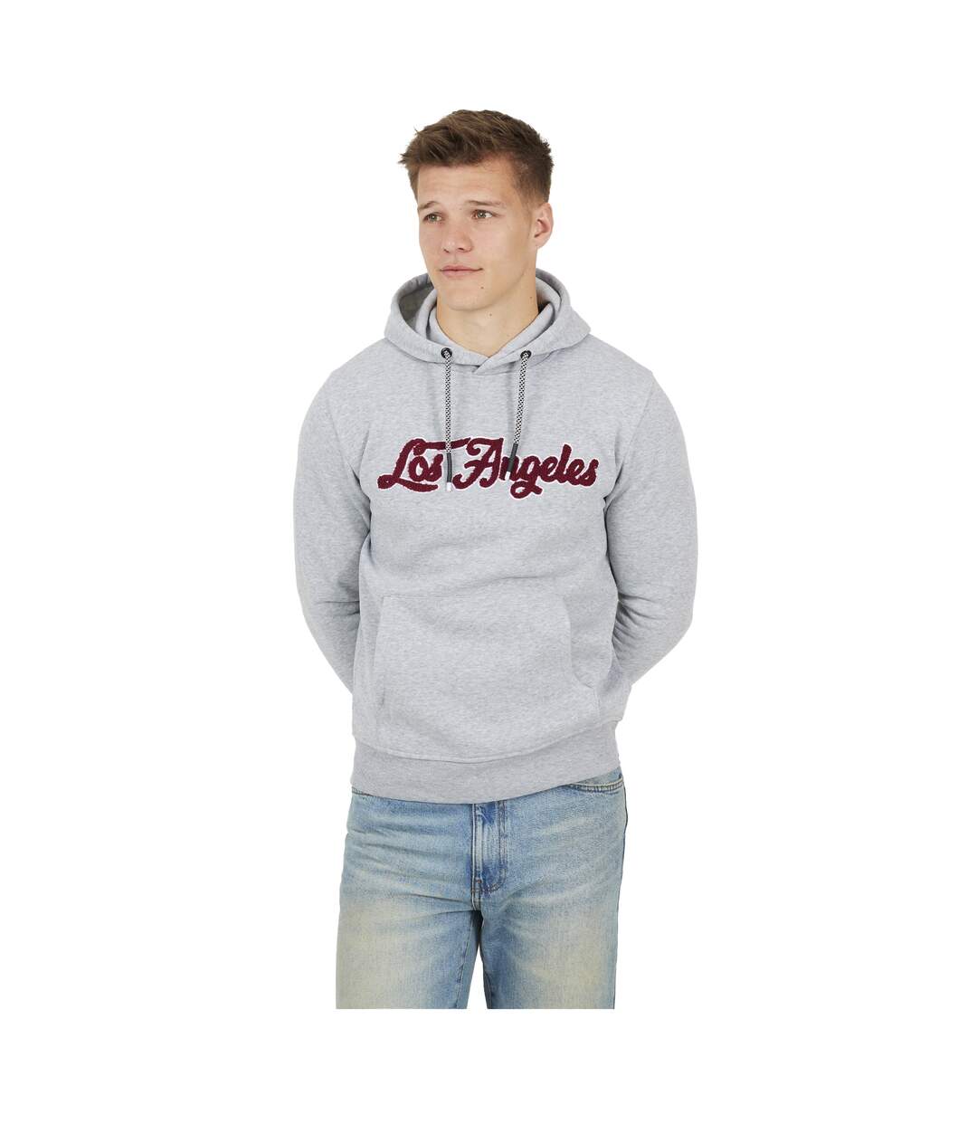 Sweat À Capuche Motif/style Croisée Homme Gris Clair Chiné Brave Soul-1