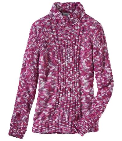 Różowy melanżowy trykotowy sweter