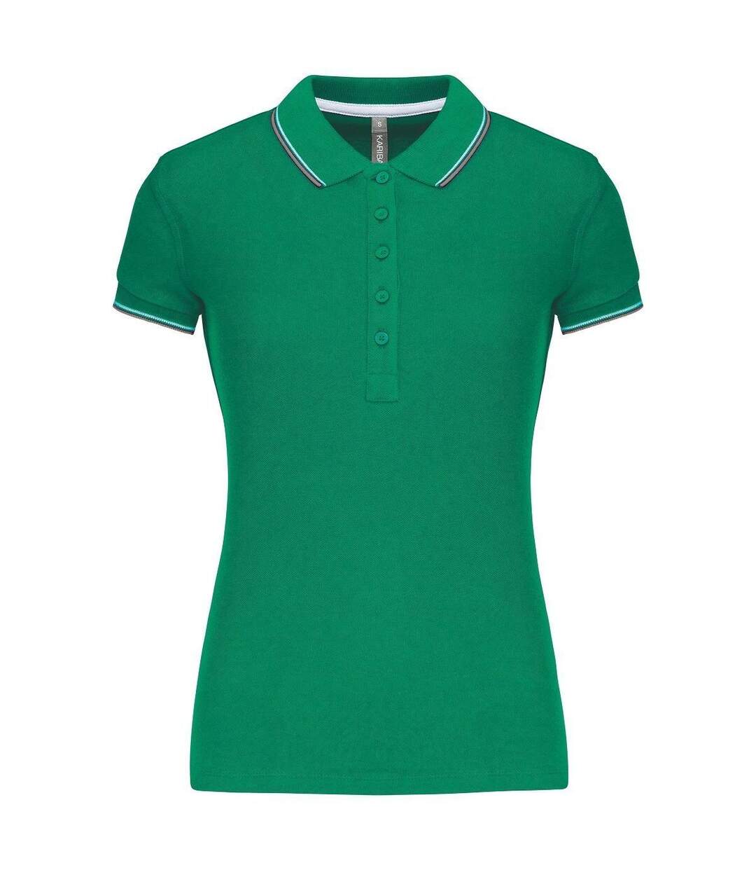 Polo manches courtes - Femme - K251 - vert kelly - gris - blanc