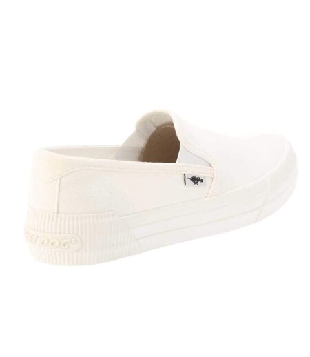 Womens/ladies Cheery Canvas Slip-on Trainers White Rocket Dog
