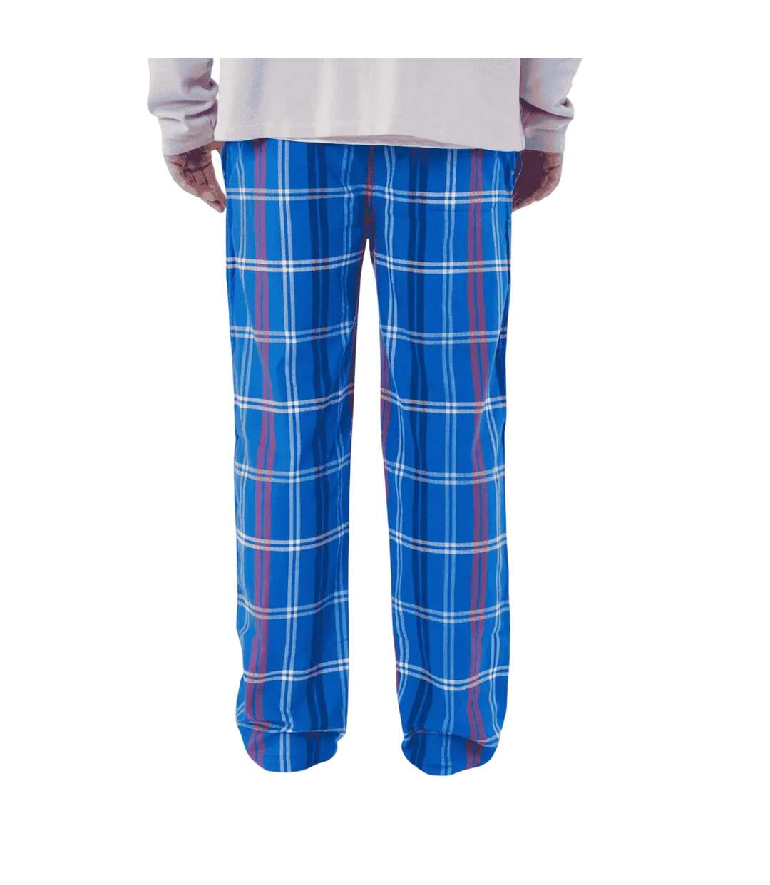 Mens Organic Cotton Checked Lounge Pants Blue Loungers-3