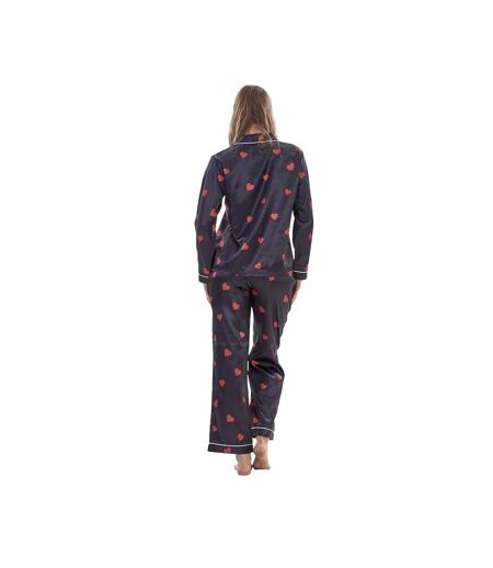 Ensemble De Pyjama Long Motif/style Cœurs Femme Noir Keanu