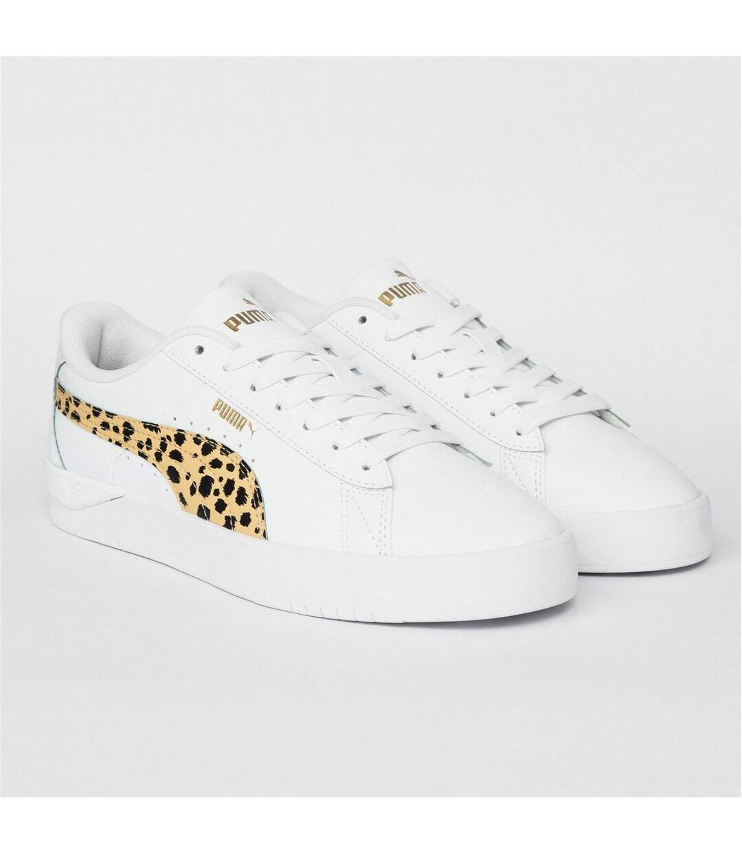 Womens/ladies Jada Platform Trainers White Leopard Puma-2
