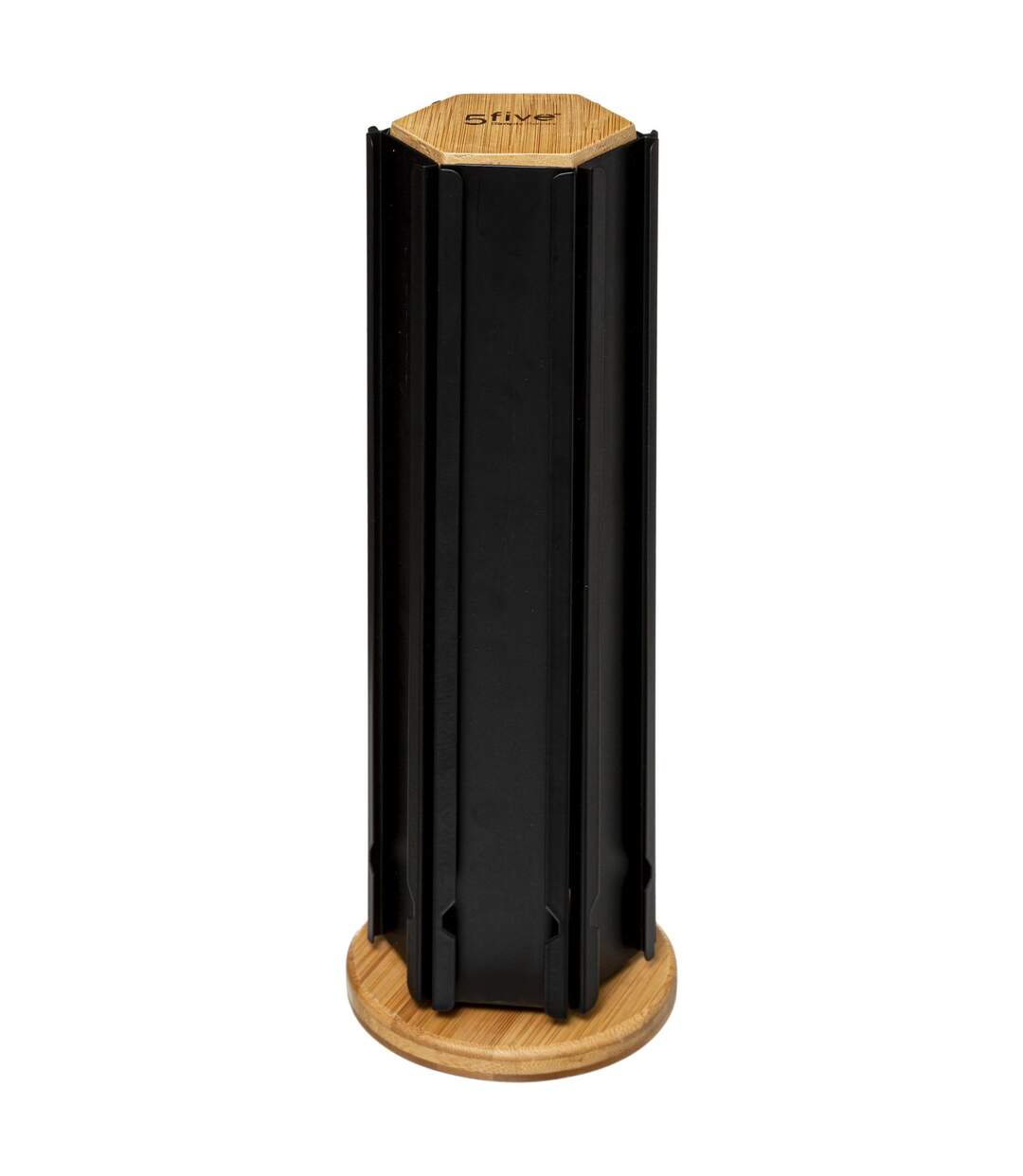 Porte-capsules à café rotatif en bambou et métal - Beige et Noir-1