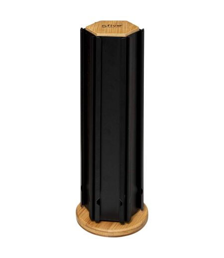 Porte-capsules à café rotatif en bambou et métal - Beige et Noir