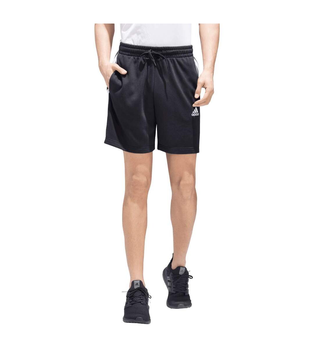 Mens Essentials French Terry 3 Stripes Shorts Black Adidas-3