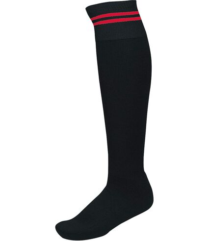 chaussettes sport - PA015 - noir rayure rouge