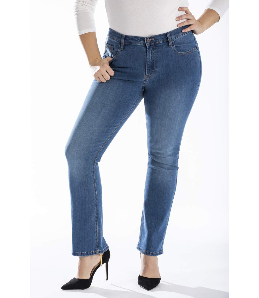 Jeans coupe droite bootcut stone brossé OBBO1 'OBER'-1
