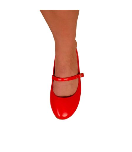 Where´s that from womens/ladies josie faux leather straps ballerina flats red Where's That From