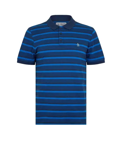 Mens Striped Polo Shirt Yale Blue Original Penguin