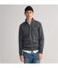 Mens Micro Textured Half Zip Sweatshirt Charcoal Gant-1