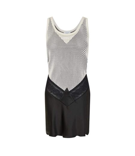 Womens/ladies Scoop Neck Slip Dress Black White Off White