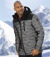 Men's Reflective Puffer Jacket - Water-Repellent - Grey Black  Atlas For Men